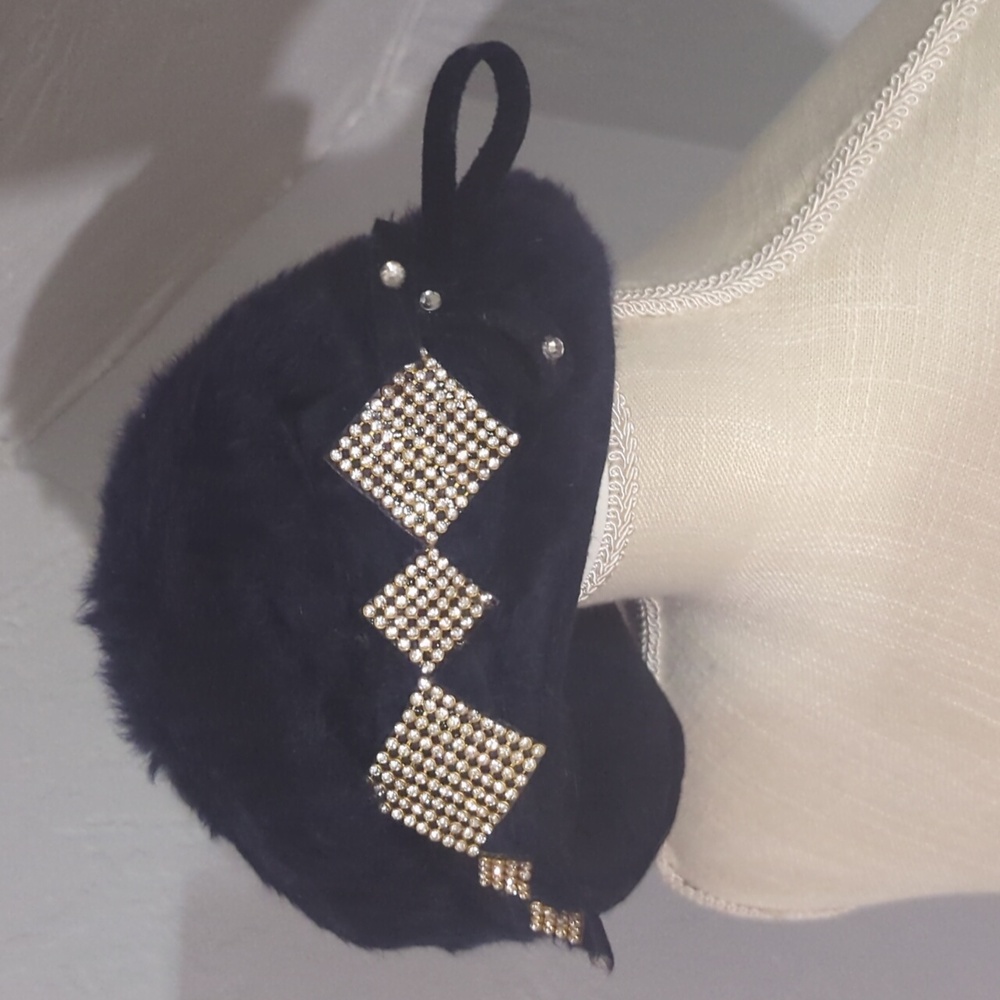 Navy Blue Fur Vntg Hat Famous Barr